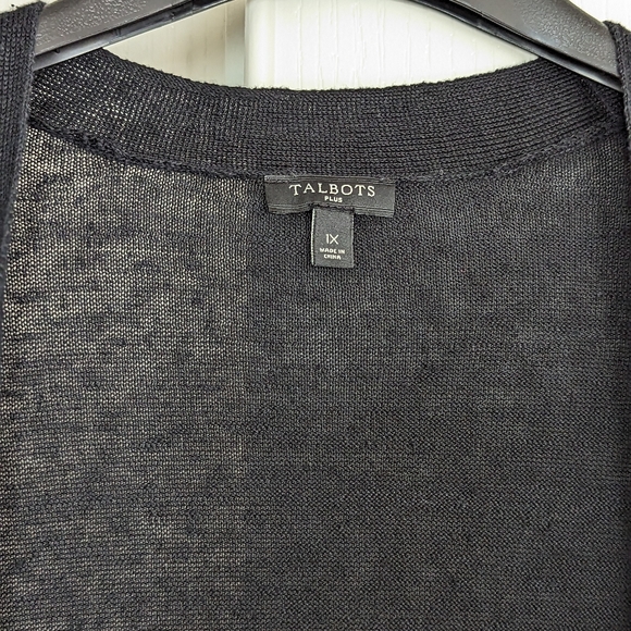 Talbots Plus black open-front linen cardigan - Picture 5 of 8